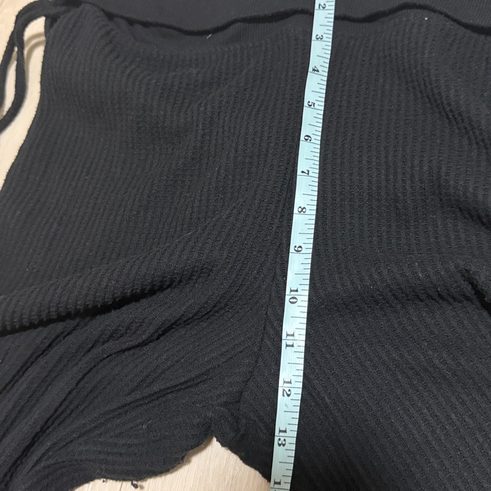PINK Victoria's Secret Ribbed Black Wide Leg Pants - Picture 4 of 6